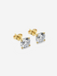 Angled view of the Etoile earrings, showcasing the sparkle of the 0.5 carat lab-grown diamonds and the smooth finish of the 18k yellow gold setting.