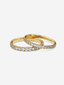 2 Infinité rings in yellow gold with a 1.9-carat and 1.5-carat total diamond weight, featuring a continuous line of pavé diamonds.