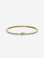 The Tennis Bracelet shown in a full front view, crafted from 18k gold and set with 64 sparkling lab-grown diamonds, showcasing its classic and luxurious design.