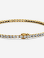 Close-up of The Tennis Bracelet clasp and diamond settings, highlighting the brilliance of the 64 lab-grown diamonds and the secure 18k gold clasp