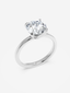 Top view of the Jolie solitaire diamond ring in 18k white gold.