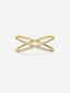 Single Chic Caprice ring in 18k yellow gold with an intersecting pavé diamond band.