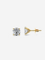 Combination front and side view of the Etoile earrings, displaying the radiant 0.5 carat lab-grown diamonds and the delicate 18k yellow gold mount.
