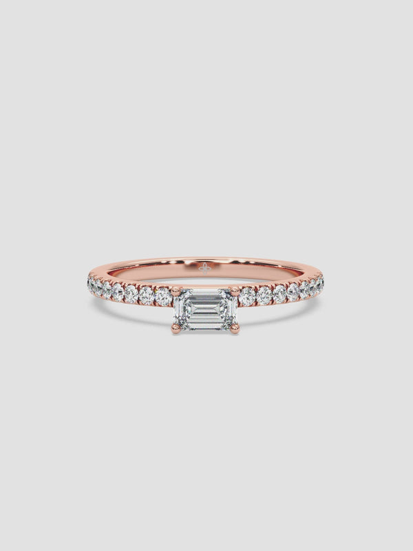 Petite Baguette ring by CaratBlanc, featuring a sleek design with baguette-cut lab-grown diamonds set in a refined band, showcased in a video emphasizing its elegance and detailed craftsmanship.